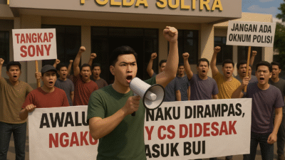 Tanah Awaludin Ngaku Dirampas, Pemuda Agraria Geruduk Polda Desak Sony Cs Masuk Bui