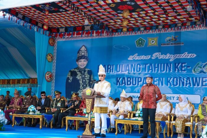 Gubernur Sulawesi Tenggara, Andi Sumanggeruka di HUT Konawe 66 Tahun.